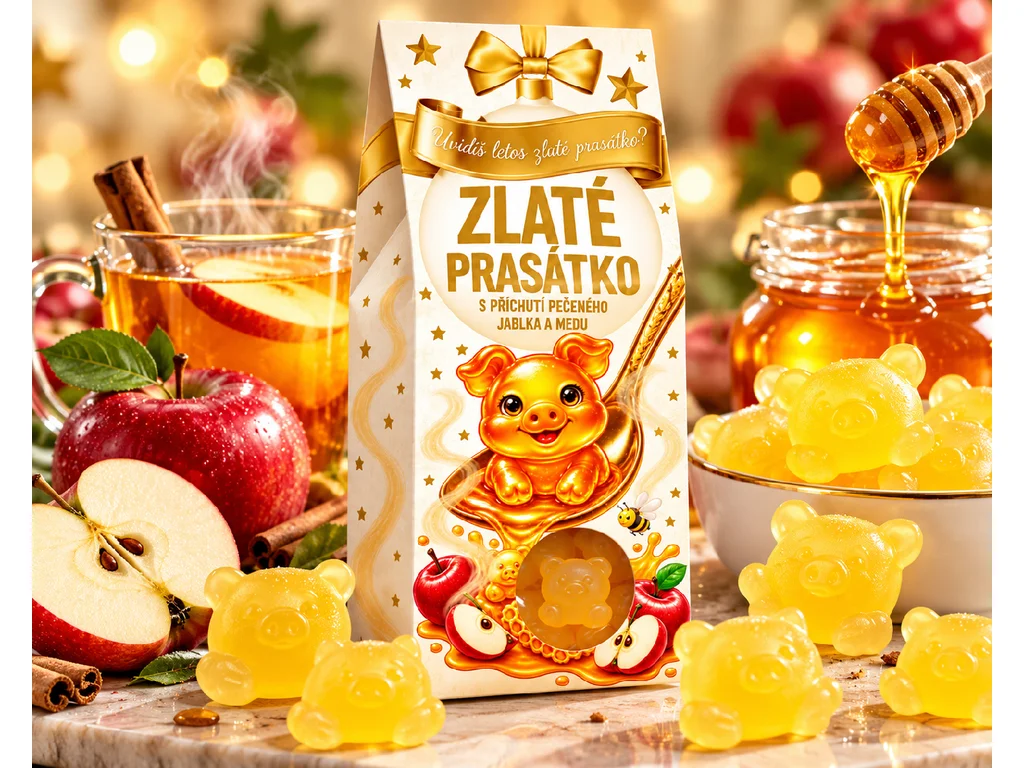 ZLATÉ PRASÁTKA S PŘÍCHUTÍ PEČENÉHO JABLKA A MEDU